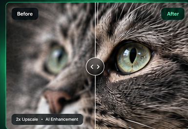 Before and after AI image enhancement example