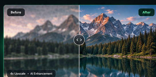 Before and after image upscaling comparison
